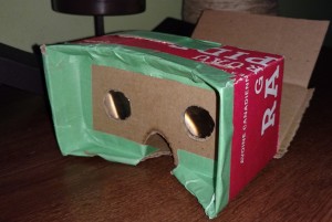 My homemade VR headset, just add a smartphone and headphones. 