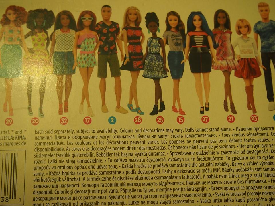 A few of the recently released Barbies shown on the back of the box. Credit: Katherine Morehouse